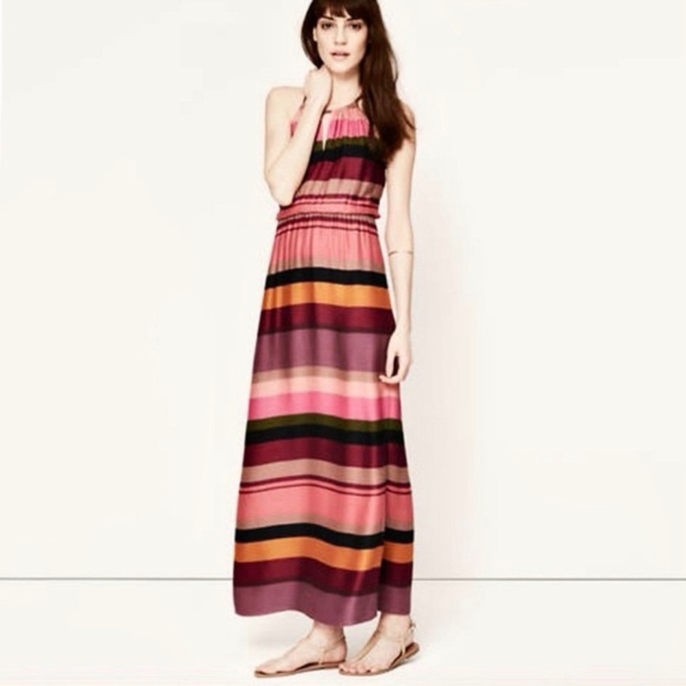 LOFT Striped Maxi Dress